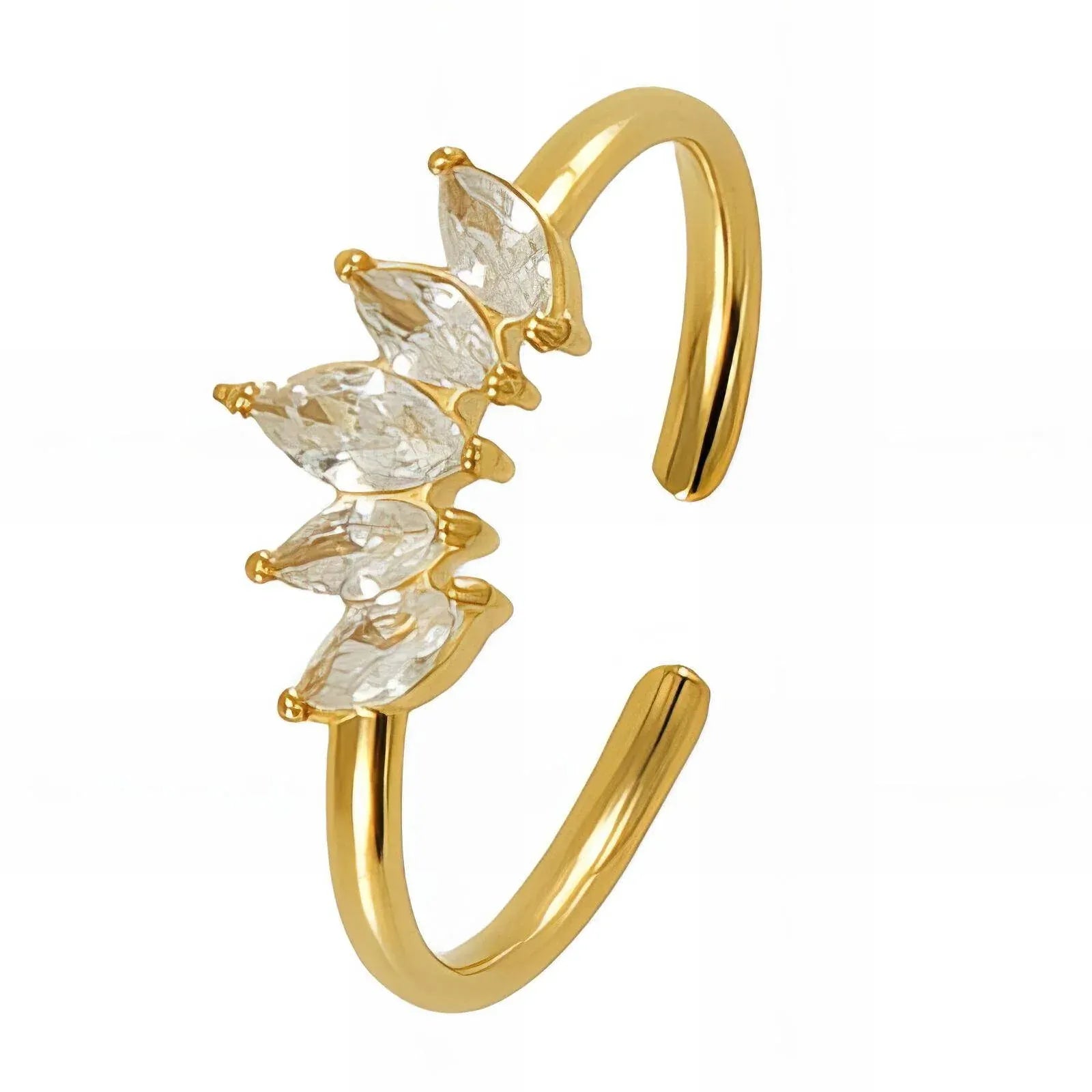 Arabella Marquise-Cut Crown Open Ring | Waterproof 18k Gold