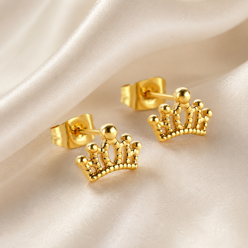 Arden Crown Studs | Waterproof 18k Gold & Silver