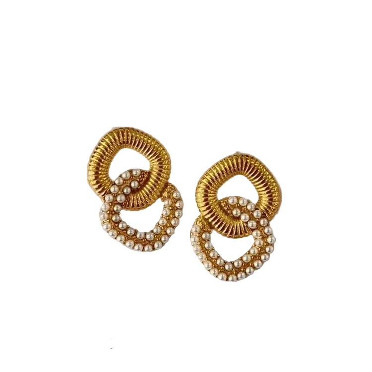 Aria Cross Pearl Stud Earrings | Waterproof 18k Gold