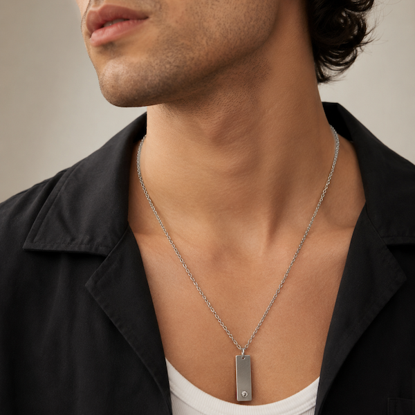 Arian Short Vertical Bar CZ Necklace | Waterproof 18K Gold Plated & Silver