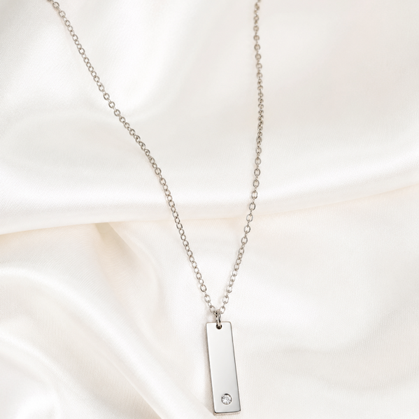 Arian Short Vertical Bar CZ Necklace | Waterproof 18K Gold Plated & Silver