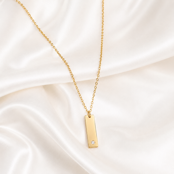 Arian Short Vertical Bar CZ Necklace | Waterproof 18K Gold Plated & Silver