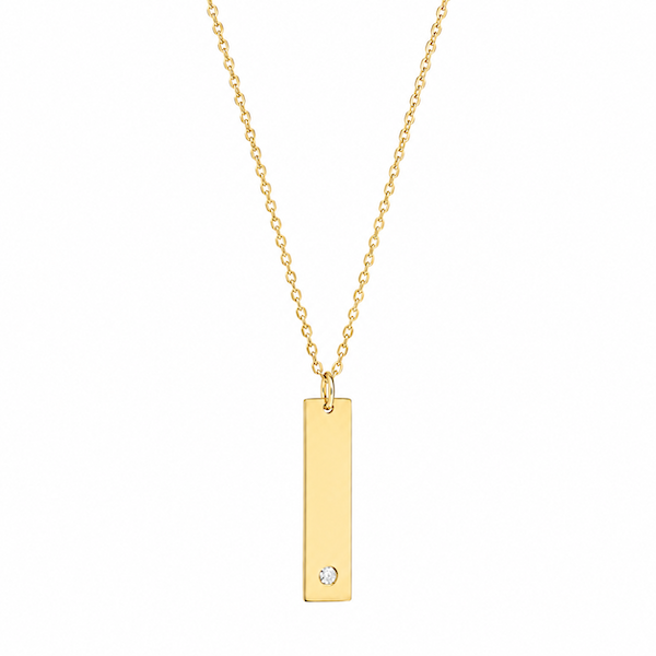 Arian Short Vertical Bar CZ Necklace | Waterproof 18K Gold Plated & Silver