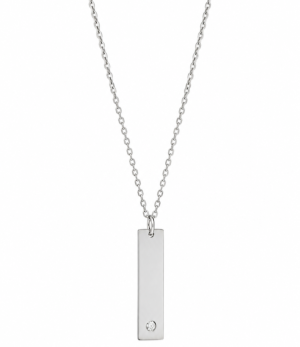 Arian Short Vertical Bar CZ Necklace | Waterproof 18K Gold Plated & Silver