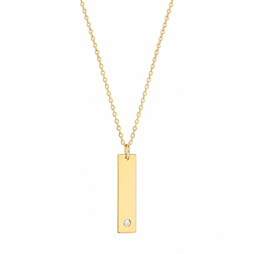 Arian Short Vertical CZ Bar Necklace | Waterproof 18K Gold Plated & Silver