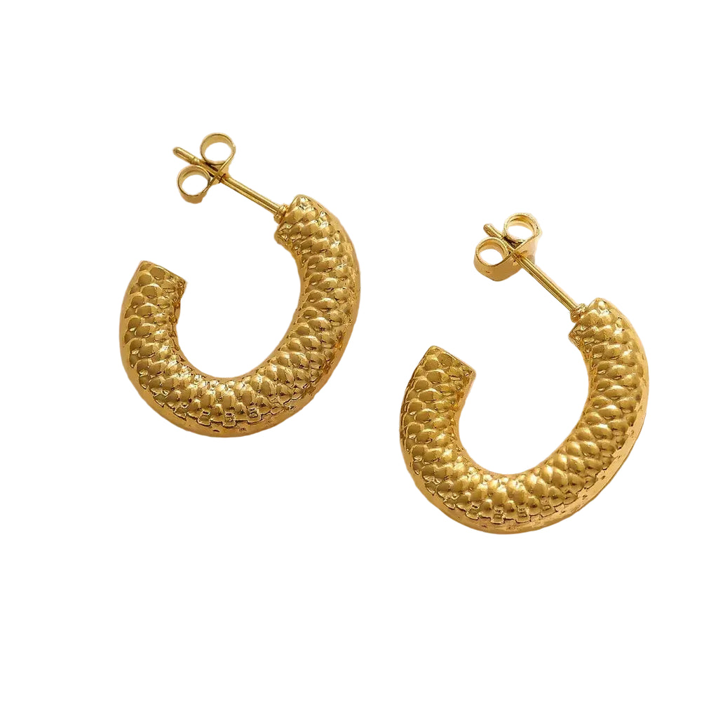 Ariana Textured Hoop Earrings | Waterproof 18k Gold