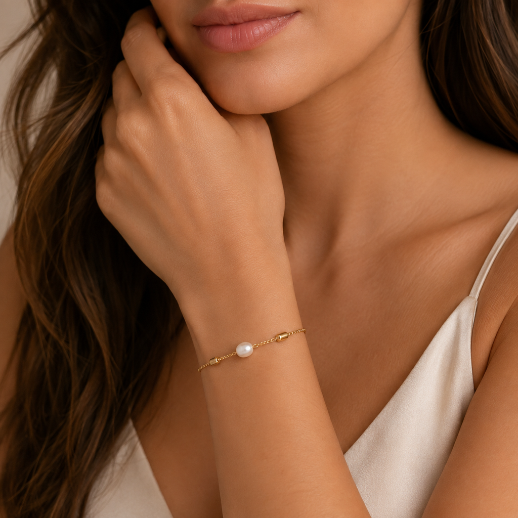 Arielle Rice Pearl Bracelet | Waterproof 18k Gold