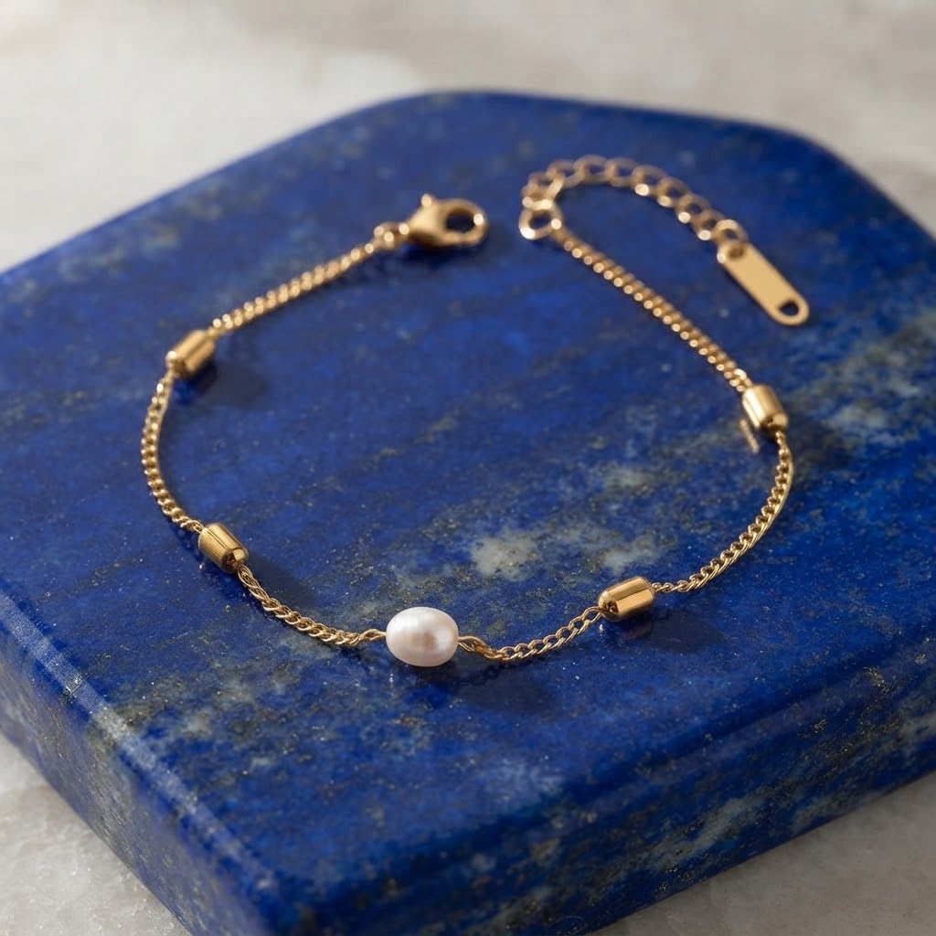 Arielle Rice Pearl Bracelet | Waterproof 18k Gold