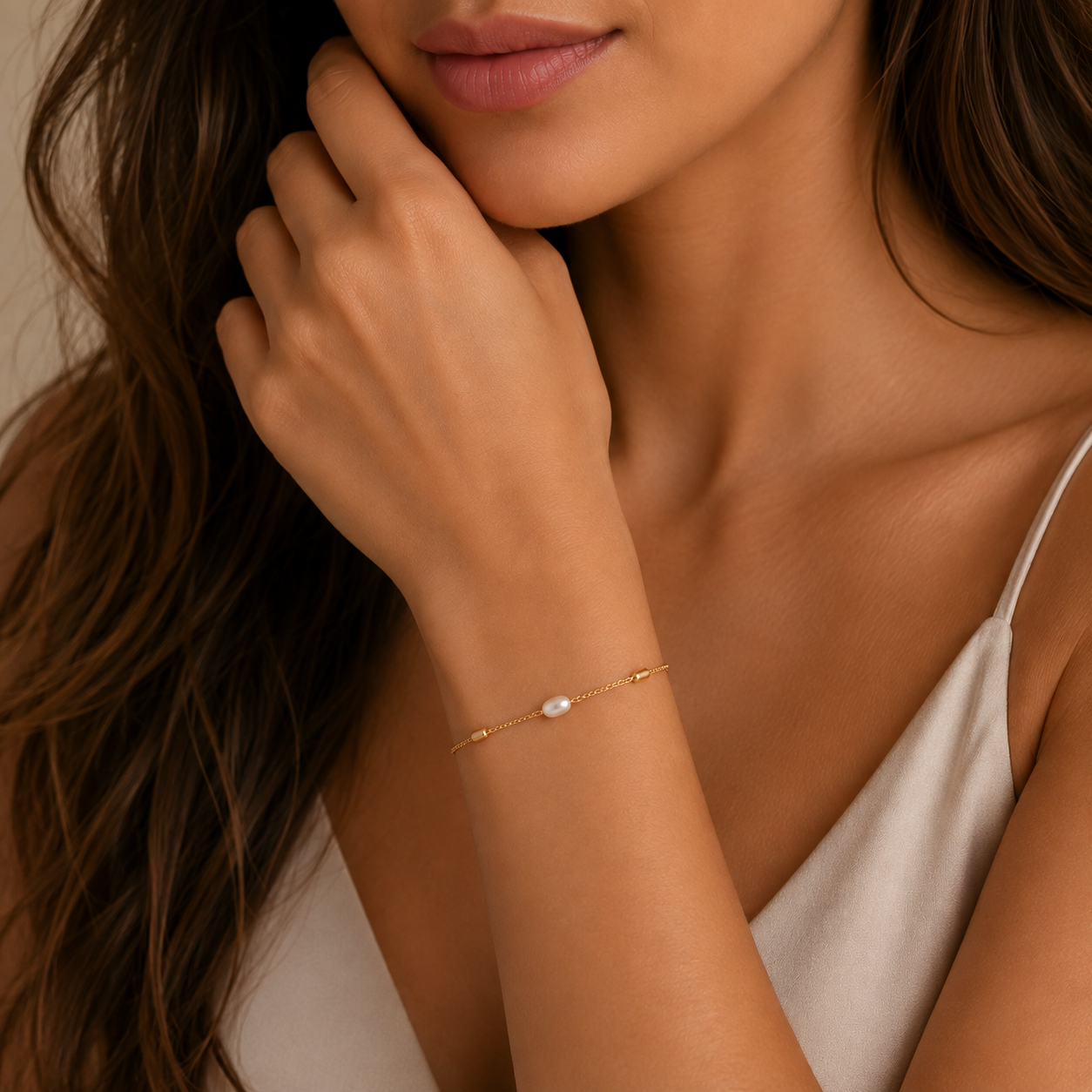 Arielle Rice Pearl Bracelet | Waterproof 18k Gold