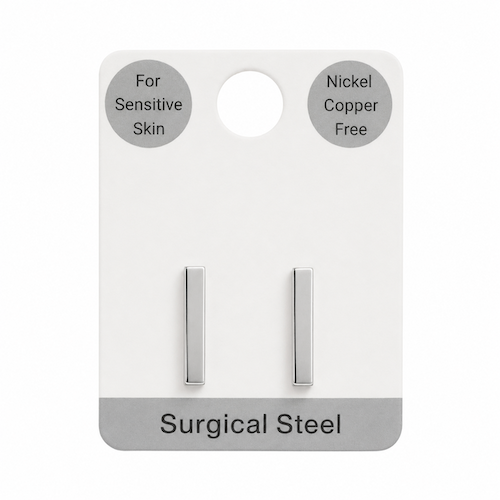 Arlo Long Bar Studs | Waterproof Steel Silver