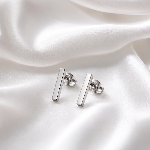 Arlo Long Bar Studs | Waterproof Steel Silver