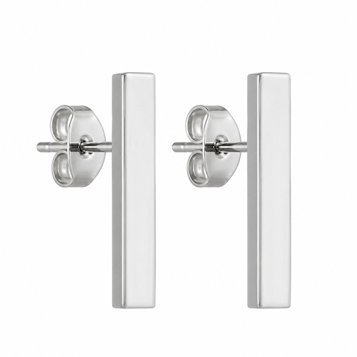 Arlo Long Bar Studs | Waterproof Steel Silver