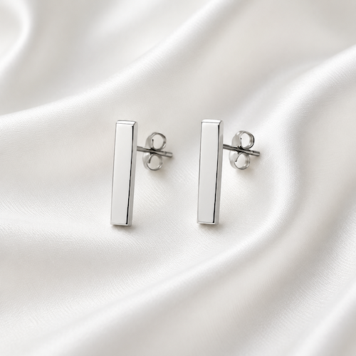 Arlo Long Bar Studs | Waterproof Steel Silver