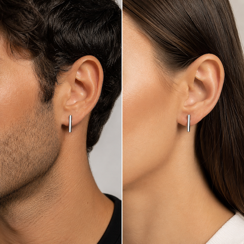 Artis Cylindrical Bar Studs | Waterproof Silver