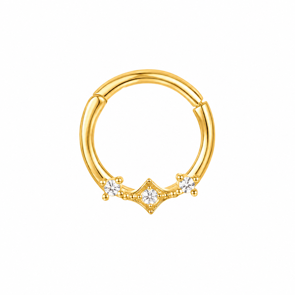 Aryan Three Crystal Helix Hoops Gold- Single
