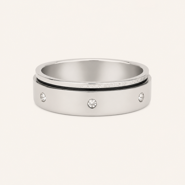 Asaya Cubic Zirconia Spinner Ring | Waterproof 18K Gold & Silver