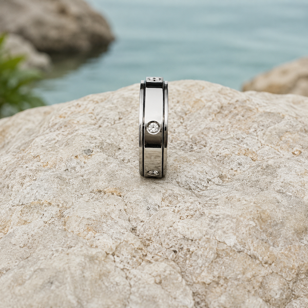 Asaya Cubic Zirconia Spinner Ring | Waterproof 18K Gold & Silver