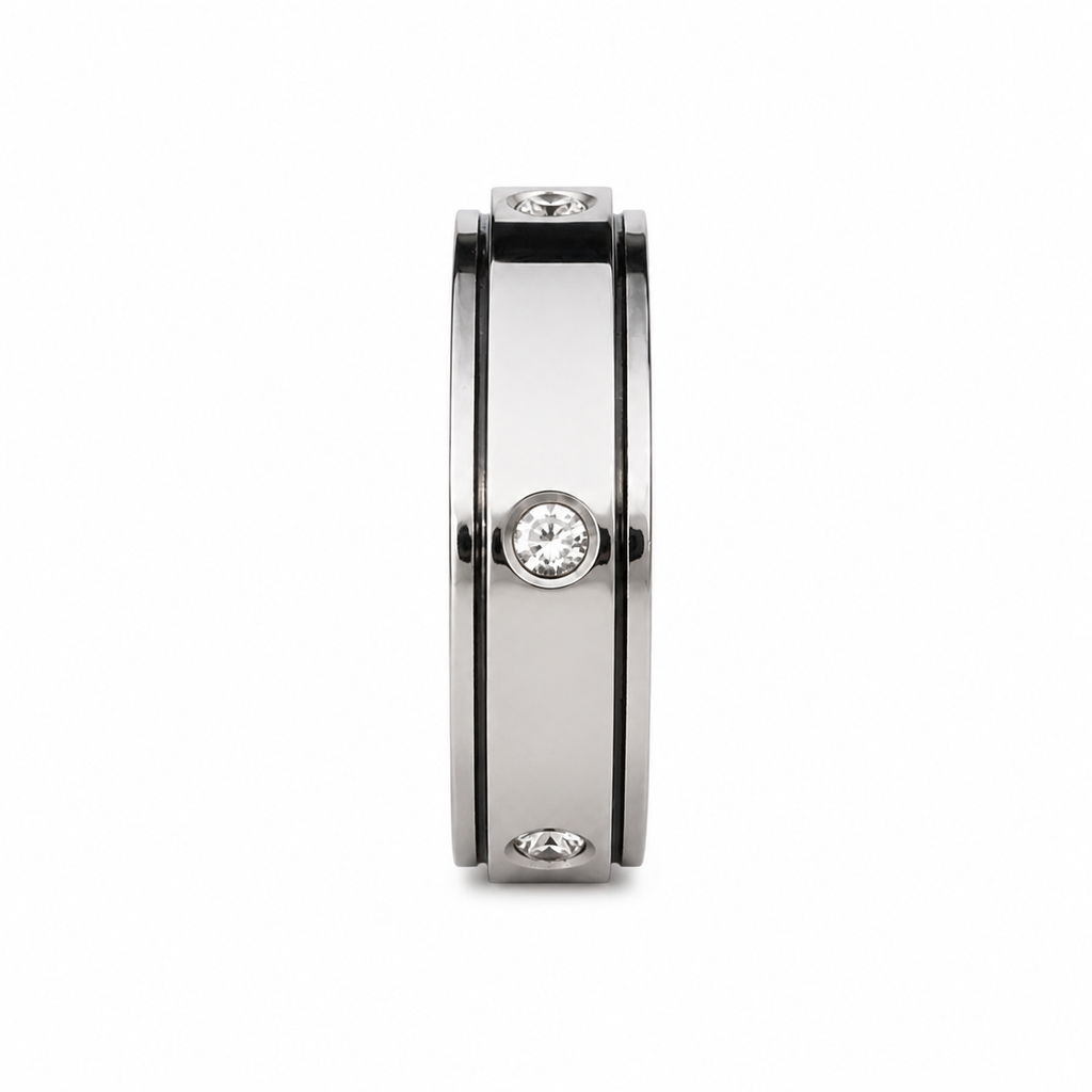 Asaya Cubic Zirconia Spinner Ring | Waterproof 18K Gold & Silver