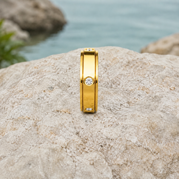 Asaya Cubic Zirconia Spinner Ring | Waterproof 18K Gold & Silver
