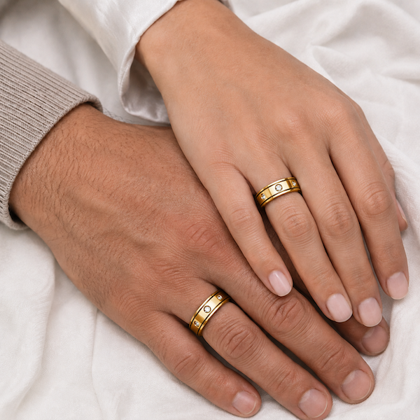 Asaya Cubic Zirconia Spinner Ring | Waterproof 18K Gold & Silver