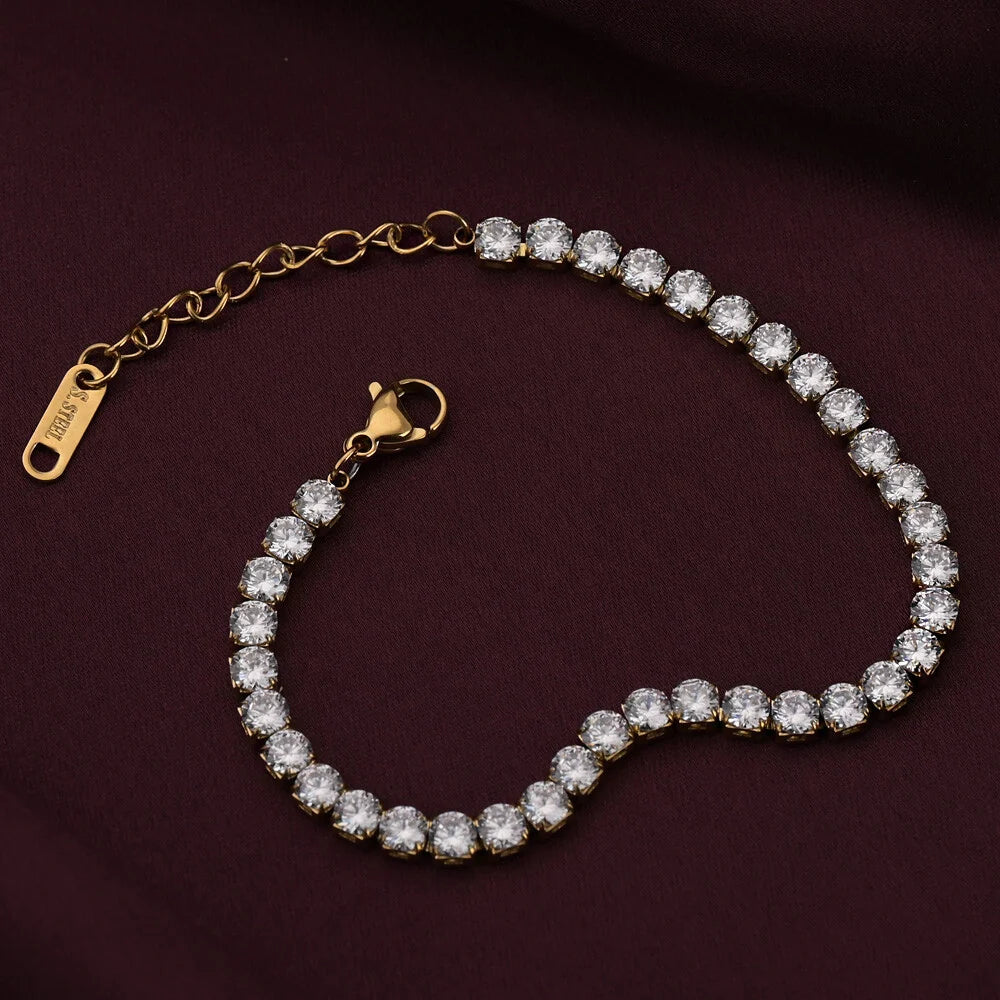 Athena Tennis Bracelet | Waterproof 18k Gold