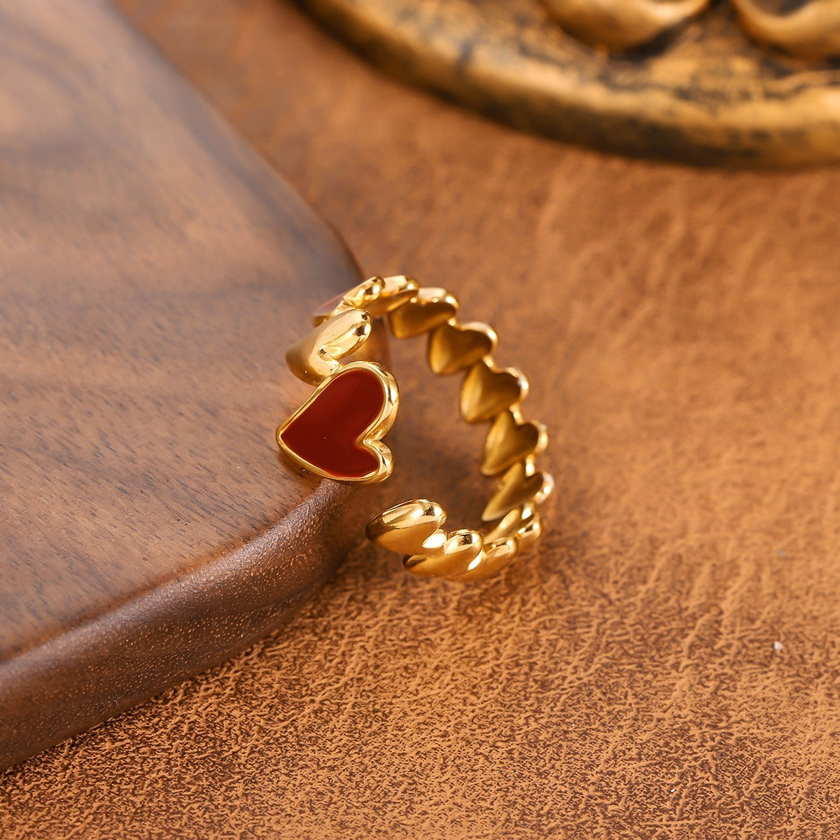 Aurelia Red Heart Open Ring | Waterproof 18k Gold