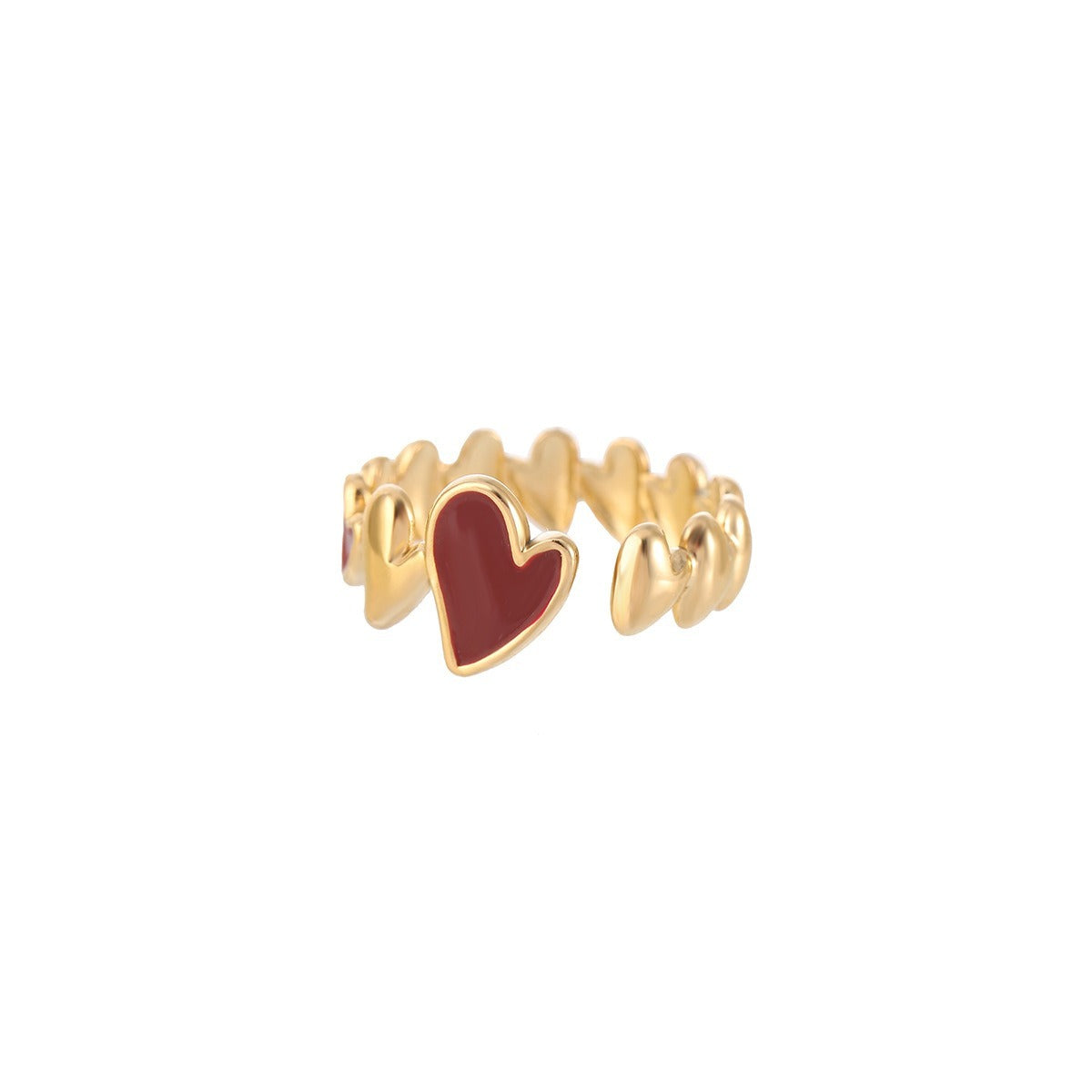 Aurelia Red Heart Open Ring | Waterproof 18k Gold