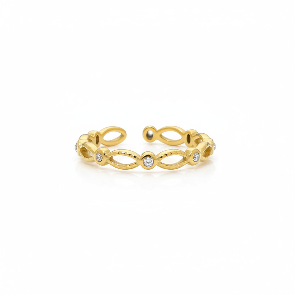 Ayla Crystal Open Ring | Waterproof 18k Gold