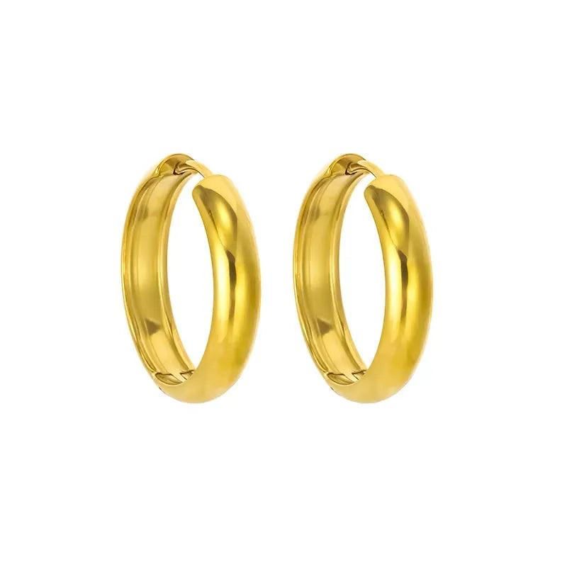 Ayla Plain Wide Hoop Earrings | Waterproof 18k Gold		

