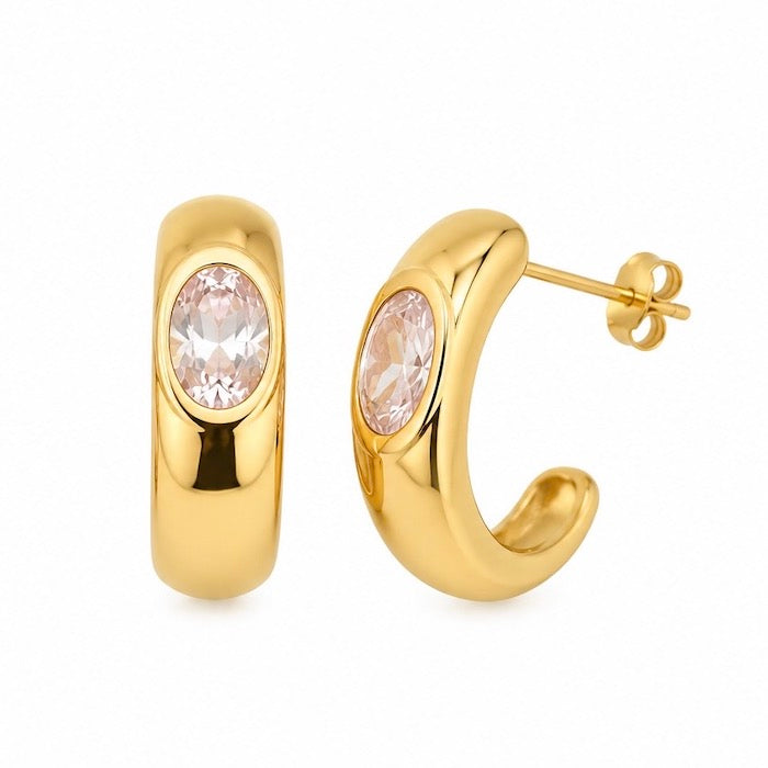 Azure Diamond Hoop Earrings | Waterproof 18k Gold