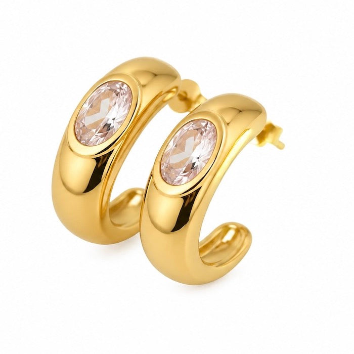 Azure Diamond Hoop Earrings | Waterproof 18k Gold