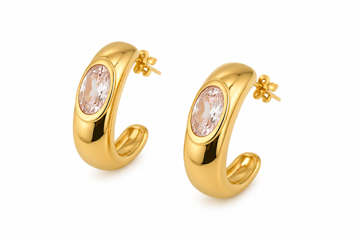Azure Diamond Hoop Earrings | Waterproof 18k Gold