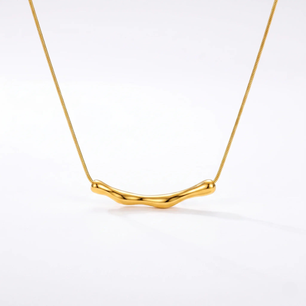 Barnaby Curved Bar Necklace | Waterproof 18k Gold