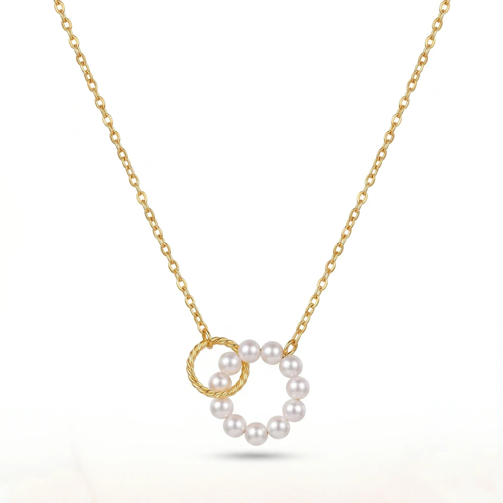Barth Twin Ring Pearl Necklace | Waterproof 18k Gold