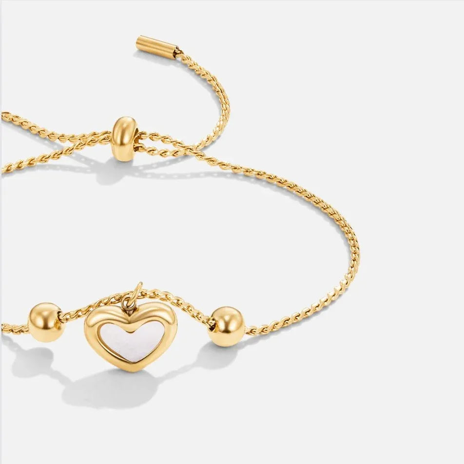 Beatrice Pearl Heart Bracelet | Waterproof 18k Gold