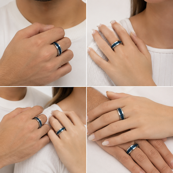 Beega Blue Spinning Chain Fidget Ring | Waterproof Silver
