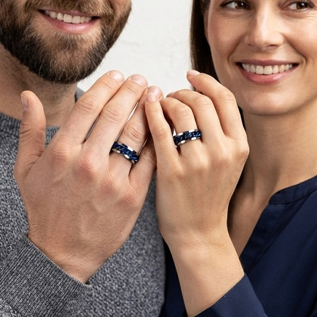 Beega Blue Spinning Chain Fidget Ring | Waterproof Silver