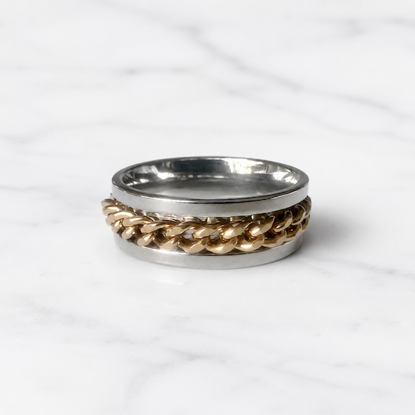 Beega Gold Spinning Chain Fidget Ring | Waterproof Silver