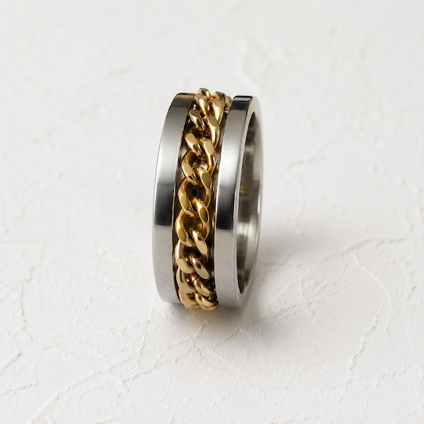 Beega Gold Spinning Chain Fidget Ring | Waterproof Silver