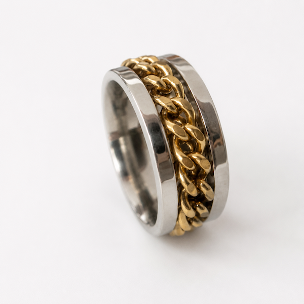 Beega Gold Spinning Chain Fidget Ring | Waterproof Silver