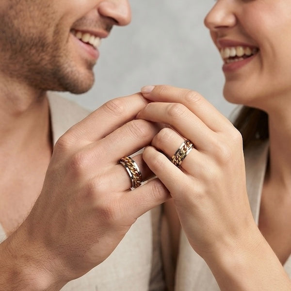 Beega Gold Spinning Chain Fidget Ring | Waterproof Silver