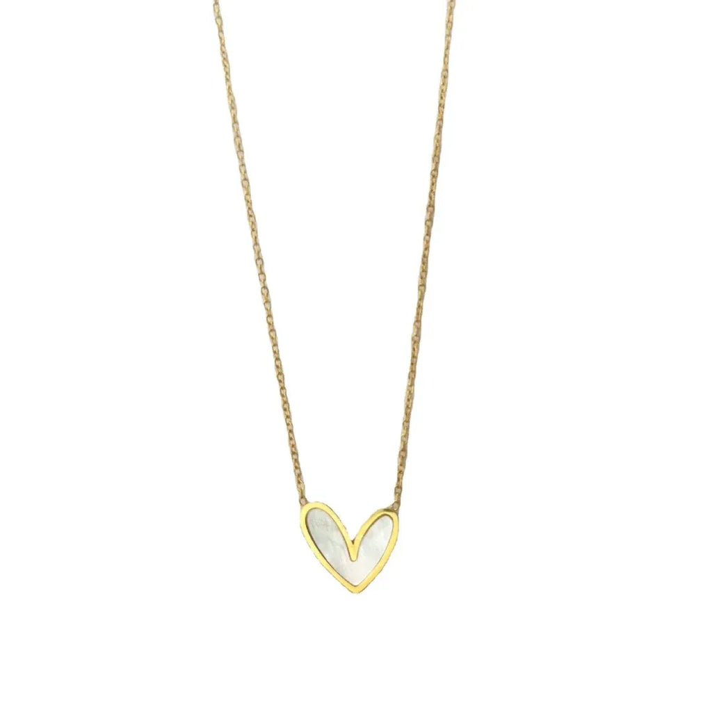 Belami Mother of Pearl Heart Necklace | Waterproof 18k Gold