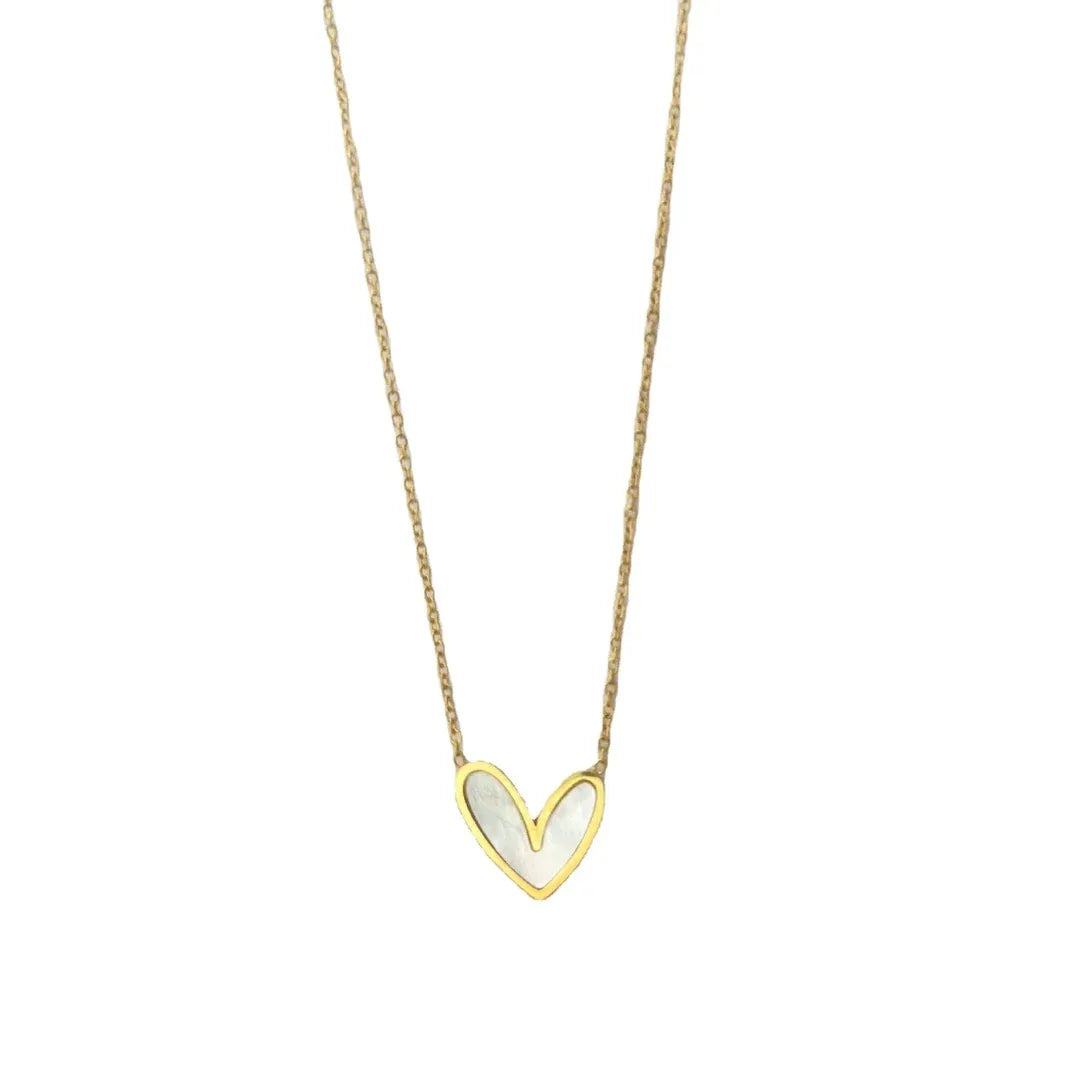 Belami Mother of Pearl Heart Necklace | Waterproof 18k Gold