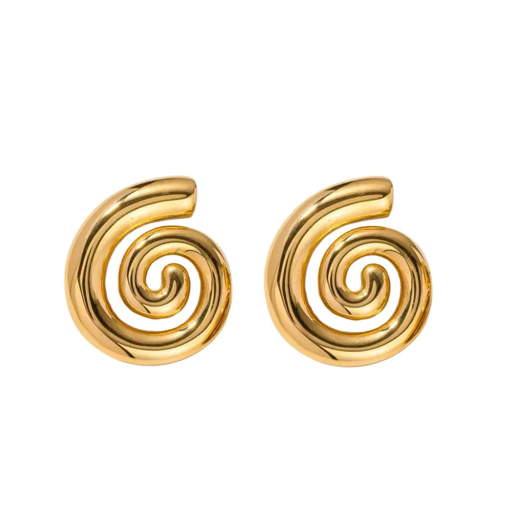 Bella Spiral Stud Earrings | Waterproof 18k Gold