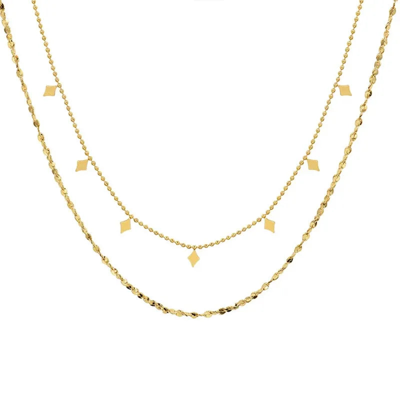 Bellamy Double Layer Necklace | Waterproof 18k Gold