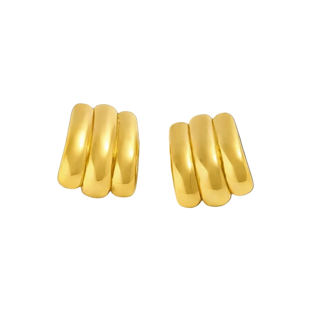 Belle Trio C Hoop Earrings | Waterproof 18k Gold