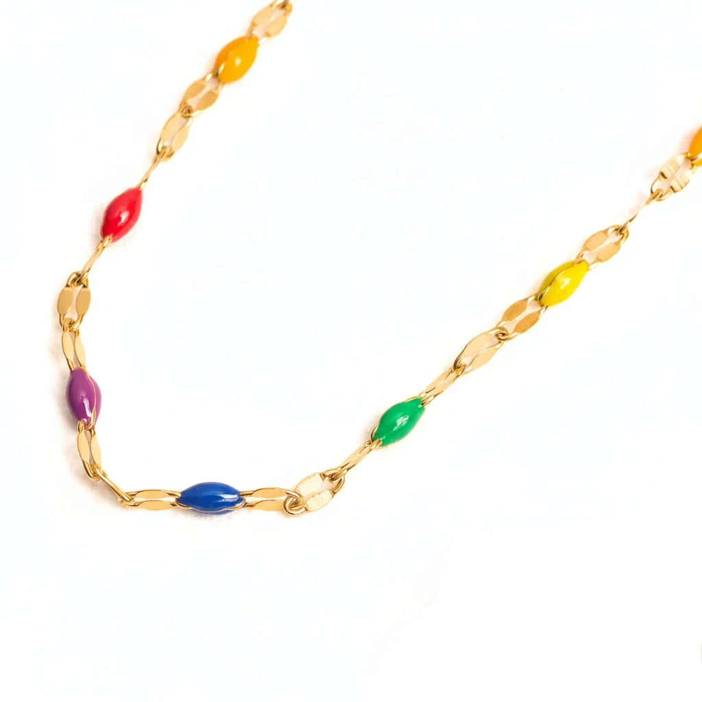 Beren Multicolor Beads Necklace | Waterproof 18k Gold