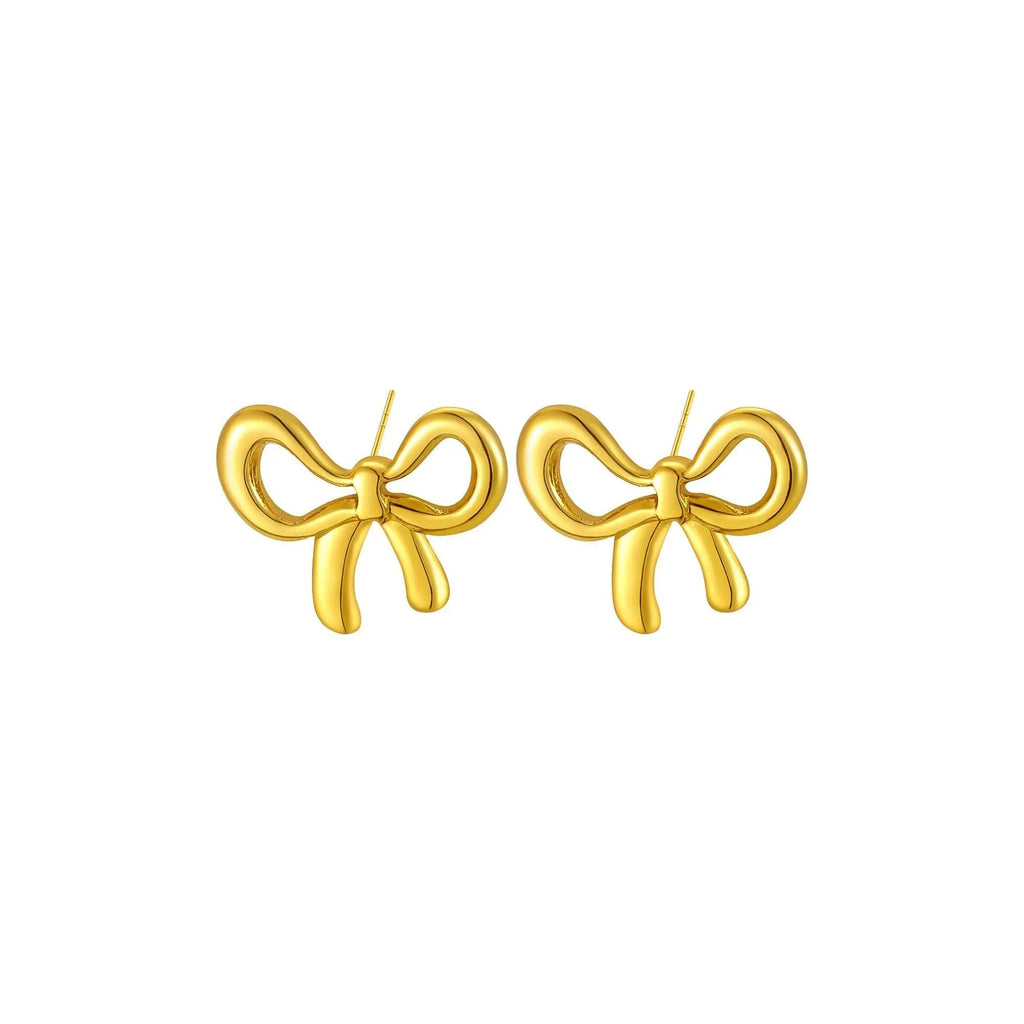 Bettie Bow Tie Stud Earrings | Waterproof 18k Gold