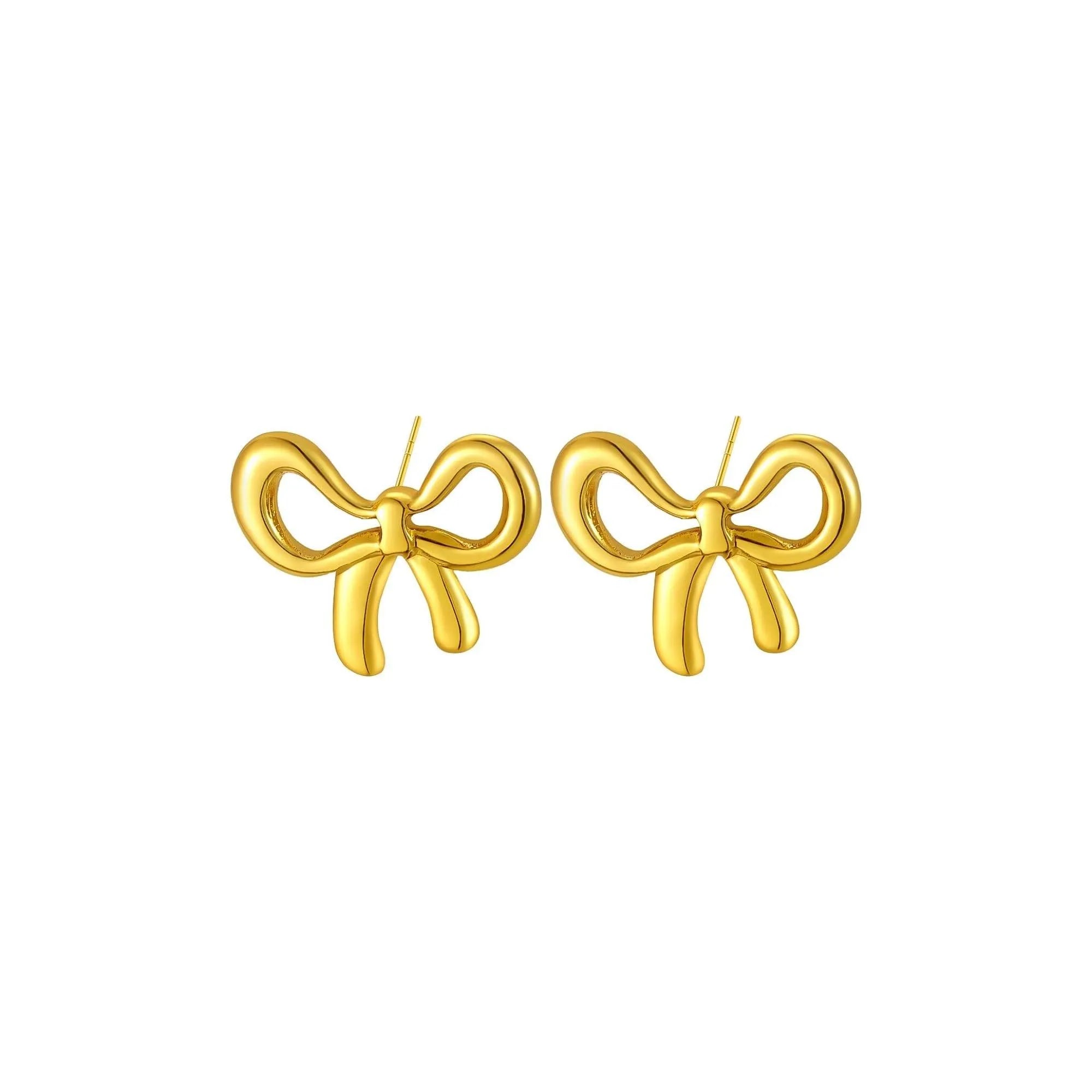 Bettie Bow Tie Stud Earrings | Waterproof 18k Gold