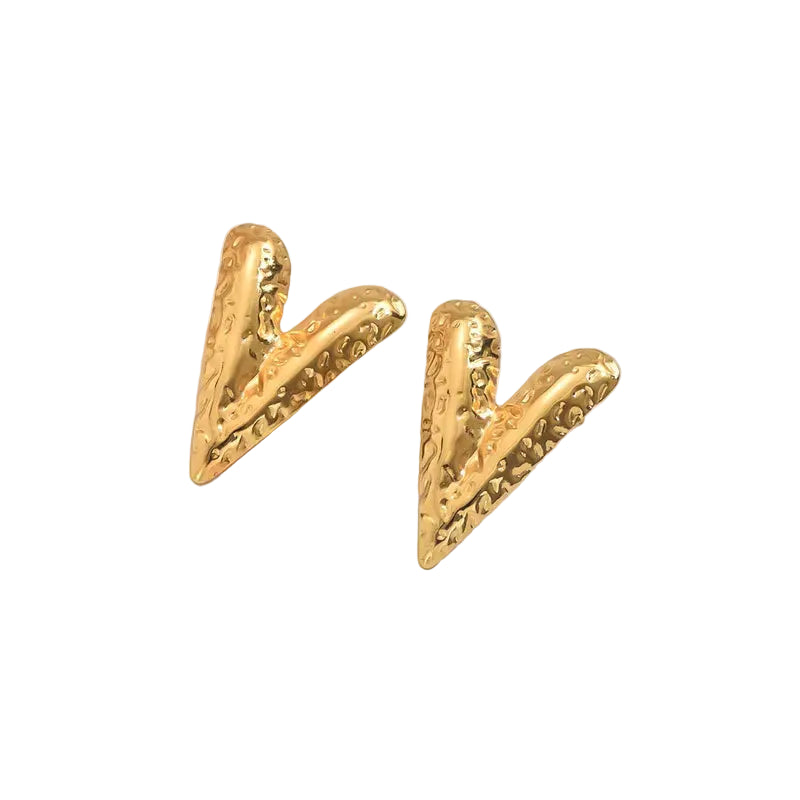 Bianca Textured Heart Stud Earrings | Waterproof 18k Gold
